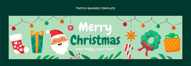 Hand drawn flat christmas twitch banner