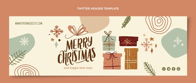 Hand drawn flat christmas twitter header