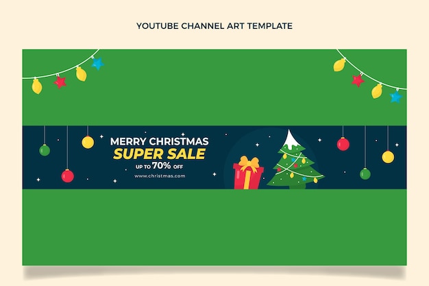 Hand drawn flat christmas youtube channel art