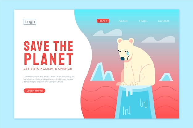 Free vector hand drawn flat climate change landing page template