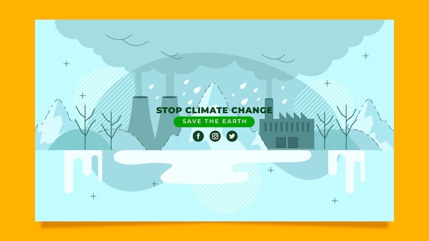 Free Vector hand drawn flat climate change youtube channel art template