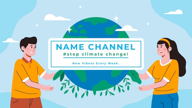 Hand drawn flat climate change youtube channel art