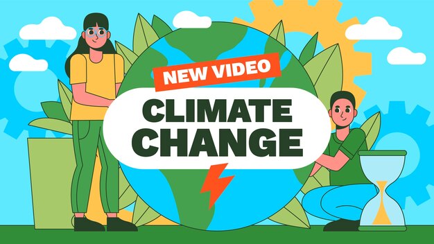 Hand drawn flat climate change youtube thumbnail