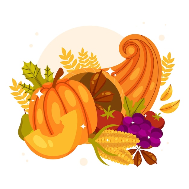 Free Vector hand drawn flat cornucopia illustration