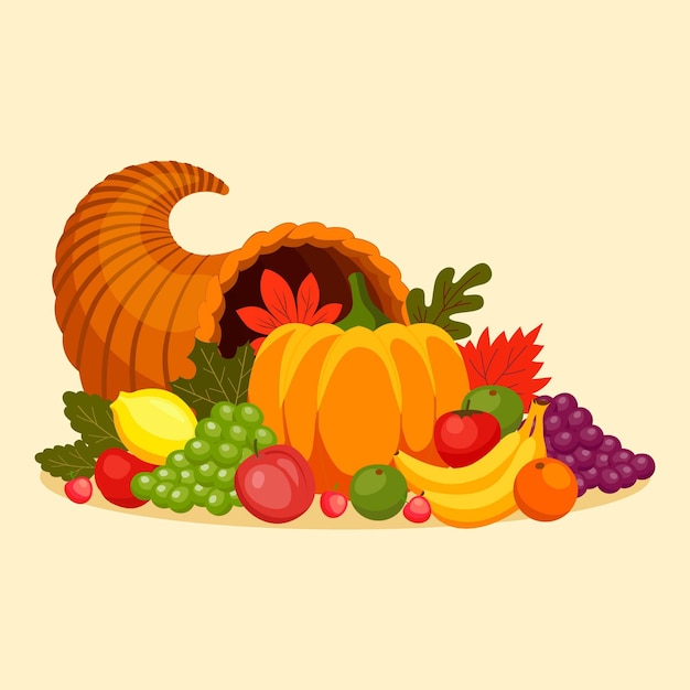 Free Vector hand drawn flat cornucopia illustration