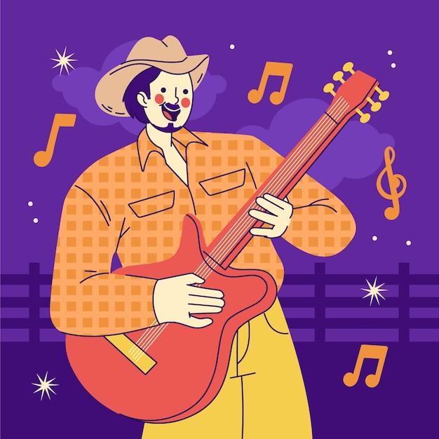 Free Vector hand drawn flat country music illustration