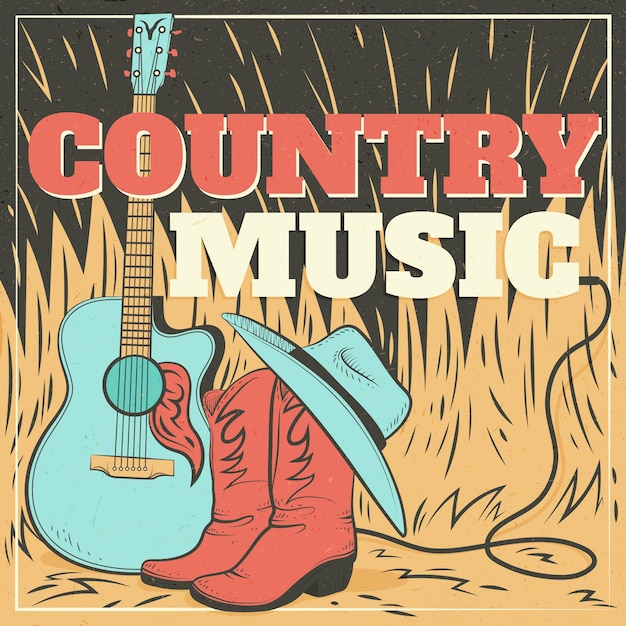 Free Vector hand drawn flat country music illustration