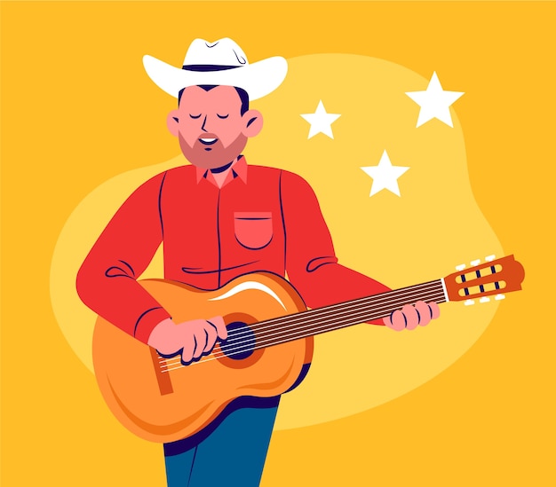 Free Vector hand drawn flat country music illustration