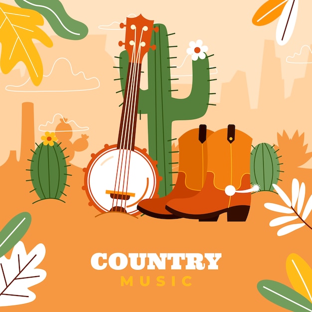 Free vector hand drawn flat country music illustration