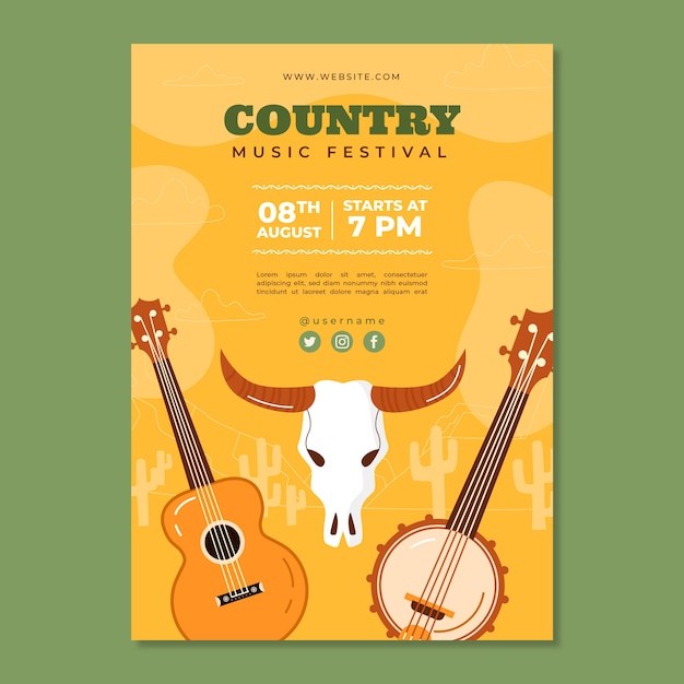 Free vector hand drawn flat country music poster