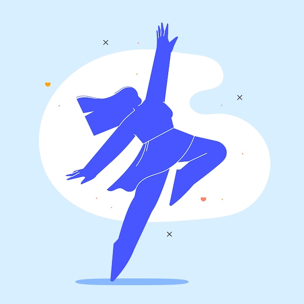 Hand drawn flat dancer silhouette