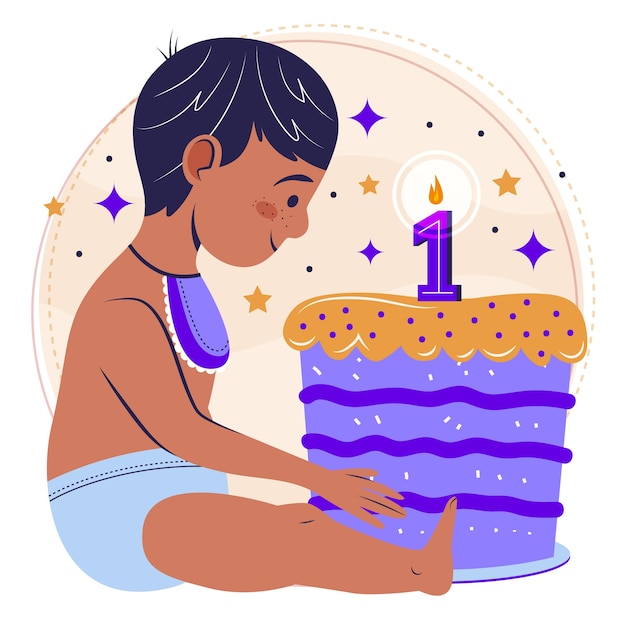 Free Vector hand drawn flat design 1 year anniversary card