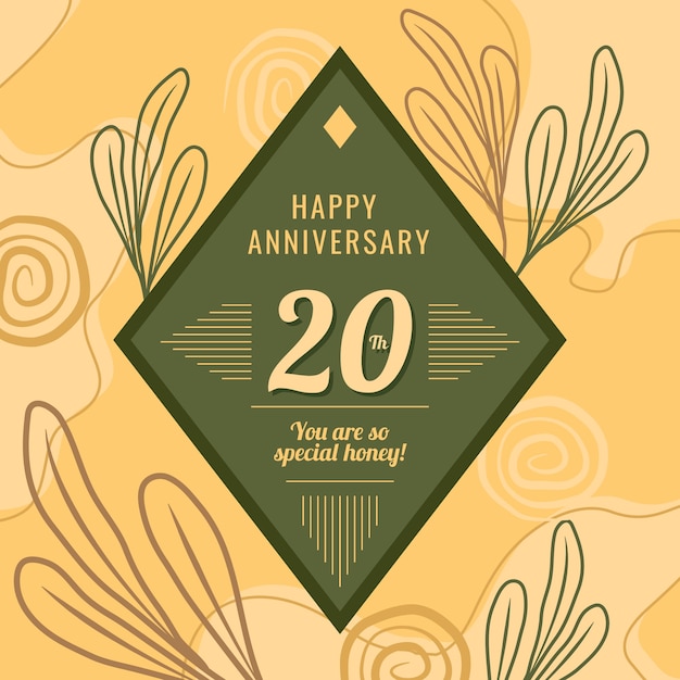 Free vector hand drawn flat design 20th anniversary or birthday