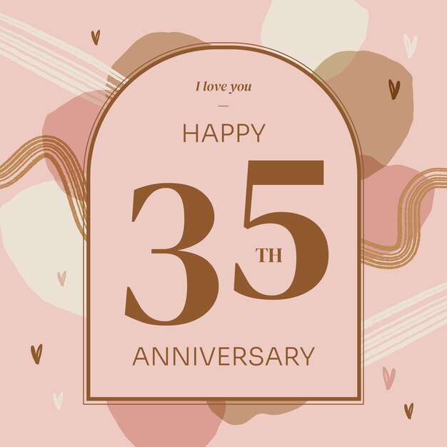 Hand drawn flat design 35th anniversary and birthday