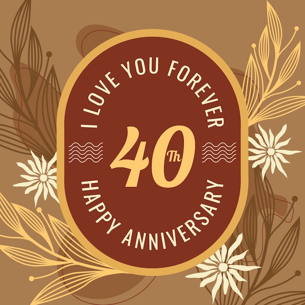 Free Vector hand drawn flat design 40th anniversary or birthday