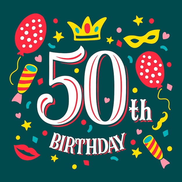 Free vector hand drawn flat design 50th anniversary