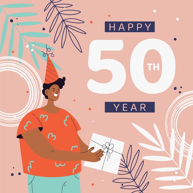 Free vector hand drawn flat design 50th anniversary