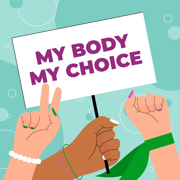 Hand drawn flat design abortion illustration