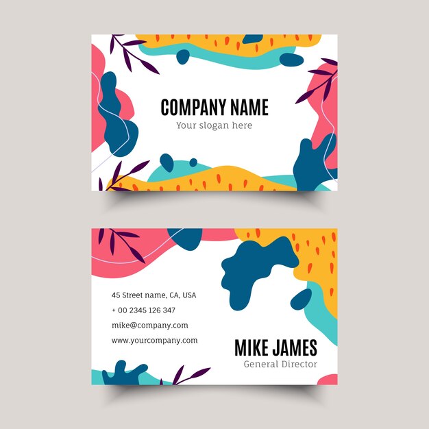 Hand drawn flat design abstract business card