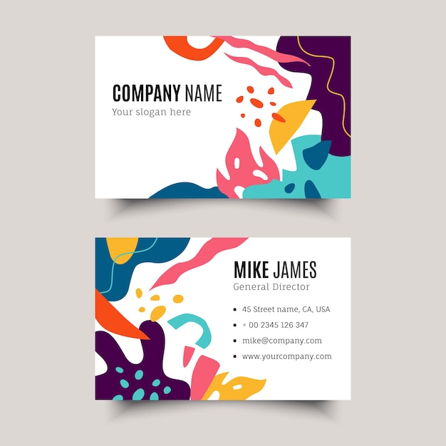 Hand drawn flat design abstract business card