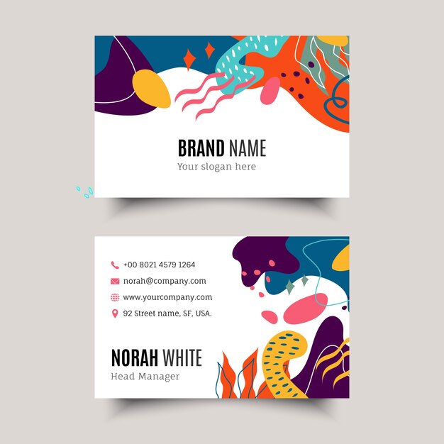 Hand drawn flat design abstract business card