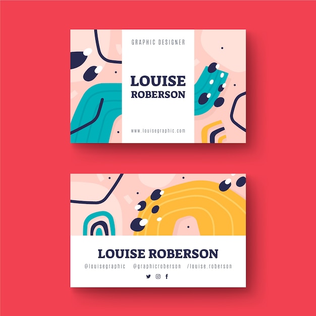 Hand drawn flat design abstract business card