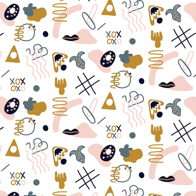 Hand drawn flat design abstract doodle pattern