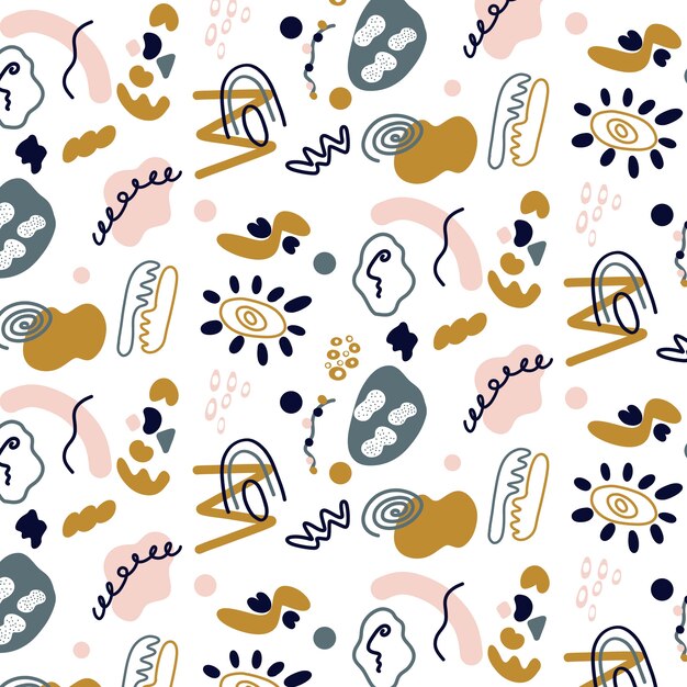 Hand drawn flat design abstract doodle pattern