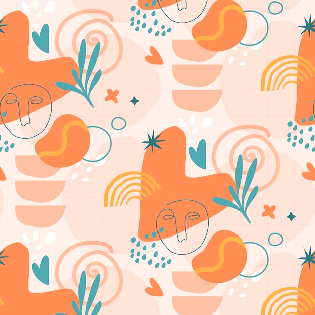 Hand drawn flat design abstract doodle pattern