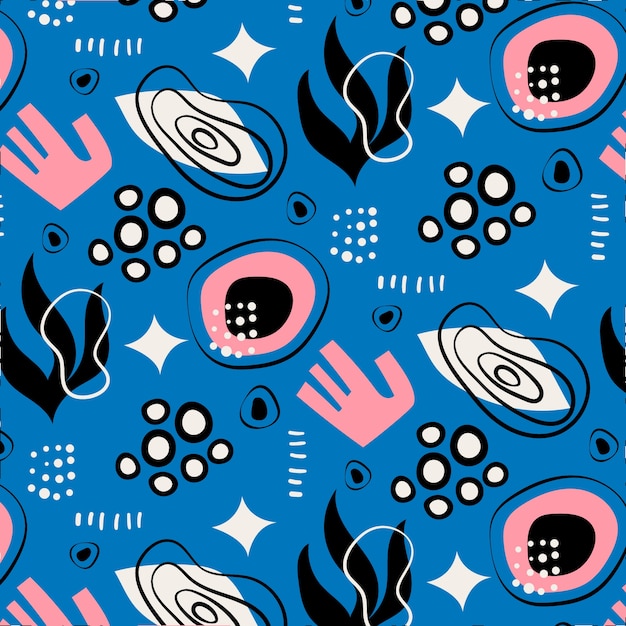 Hand drawn flat design abstract doodle pattern