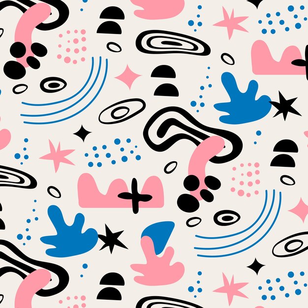 Hand drawn flat design abstract doodle pattern