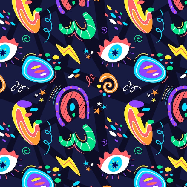 Hand drawn flat design abstract doodle pattern