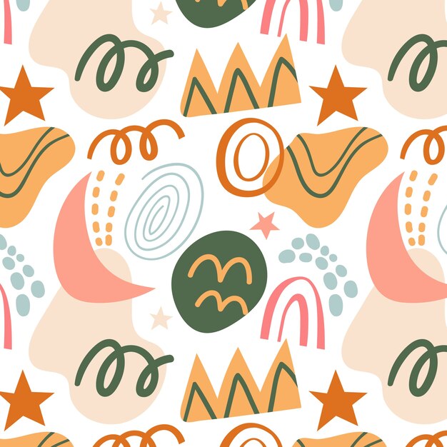 Hand drawn flat design abstract doodle pattern