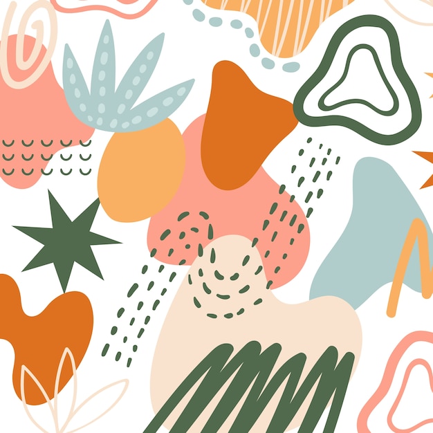 Hand drawn flat design abstract doodle pattern