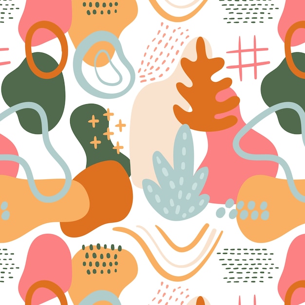 Hand drawn flat design abstract doodle pattern