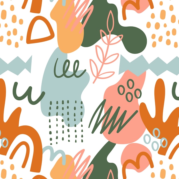 Hand drawn flat design abstract doodle pattern