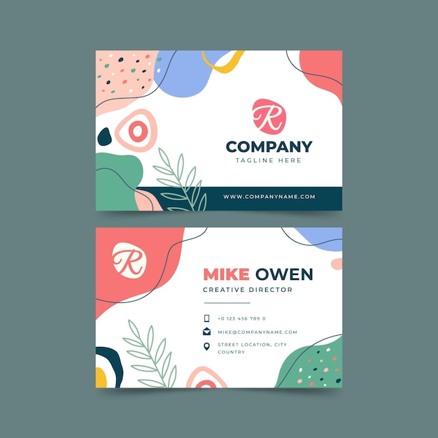 Hand drawn flat design abstract shapes business cards