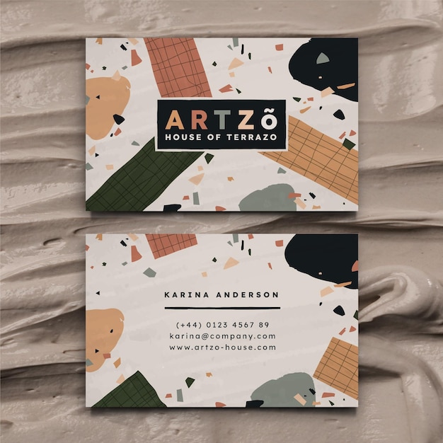 Hand drawn flat design abstract shapes business cards