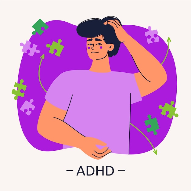 Hand drawn flat design adhd illustration