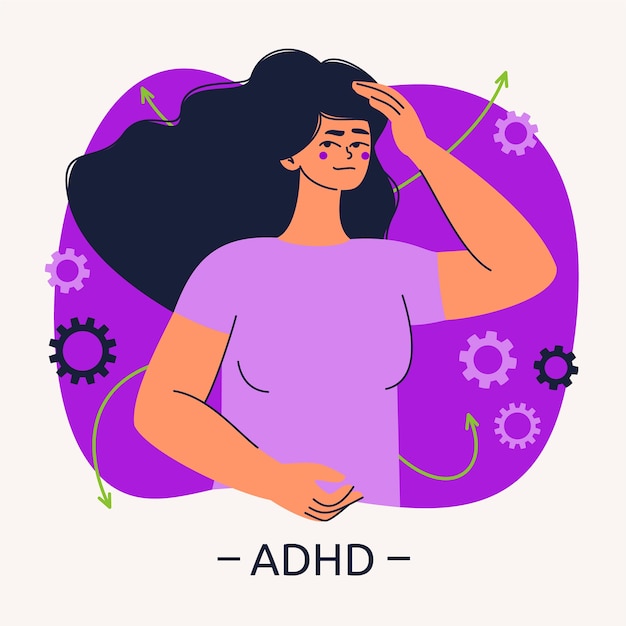 Hand drawn flat design adhd illustration