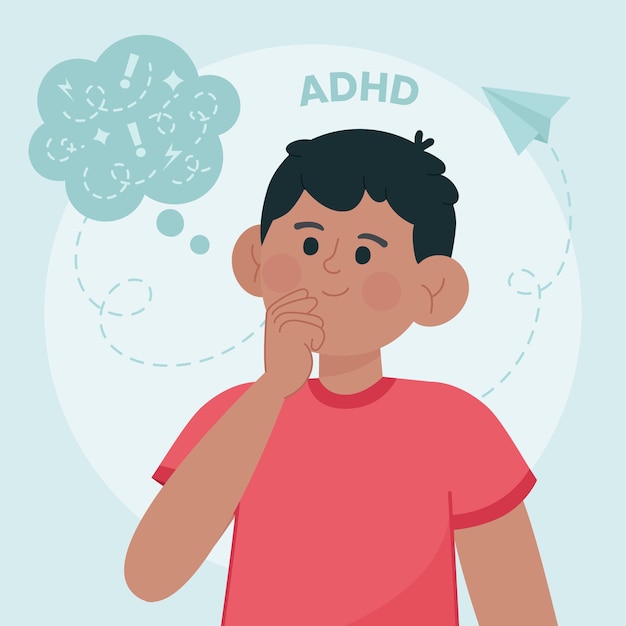 Hand drawn flat design adhd illustration