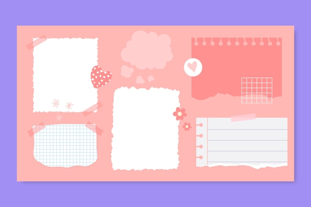 Hand-drawn flat design aesthetic pink desktop organizer wallpaper