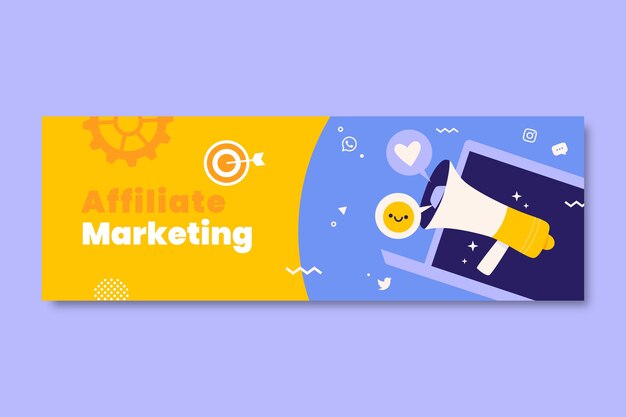 Hand drawn flat design affiliate marketing horizontal banner