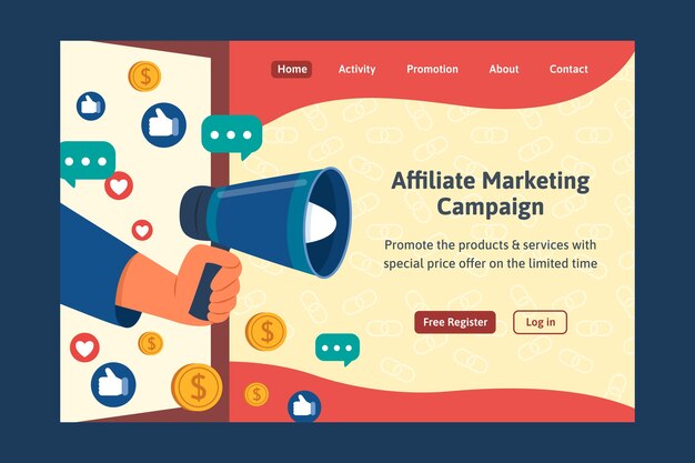 Hand drawn flat design affiliate marketing landing page