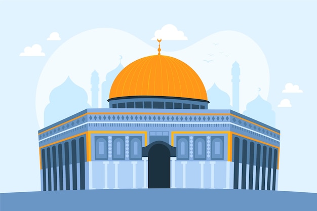 Hand drawn flat design al aqsa illustration