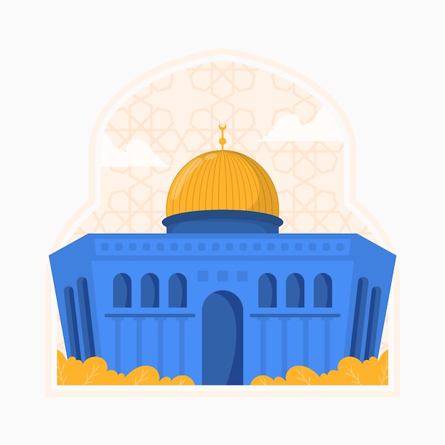 Hand drawn flat design al aqsa illustration