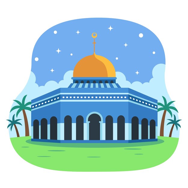 Hand drawn flat design al aqsa illustration