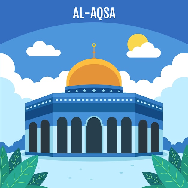 Hand drawn flat design al aqsa illustration