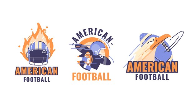 Hand drawn flat design american football logo