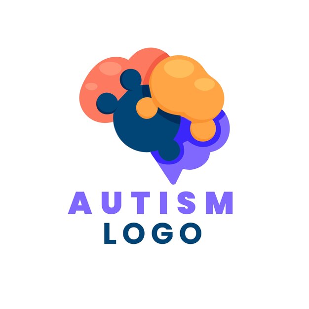 Hand drawn flat design autism logo